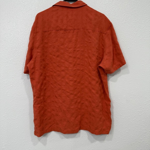 Age of Wisdom Mens Orange Textured Short Sleeve Button Up Shirt XL‎ - Picture 2 of 7